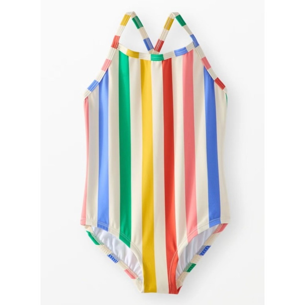 Hannah Andersson Rainbow Stripe Swimsuit Girls Size 150 US 12 One Piece Beach
